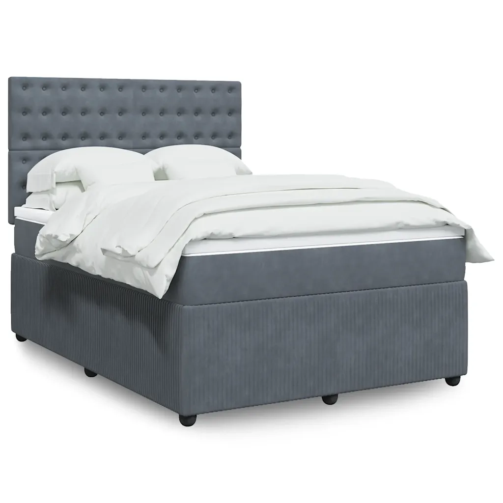 Giroletto a Molle con Materasso Grigio Scuro 160x200 cm Velluto 3294695