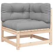 Divano angolare da giardino con cuscini-Sofa da giardino-Divano da esterno Legno Massello di Pino