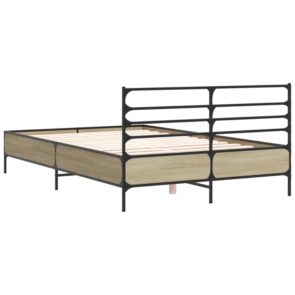 Giroletto-Struttura Letto Rovere Sonoma 140x200 cm in Legno Multistrato Metallo 600629