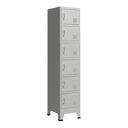 Armadietto per ufficio mobile contenitore per ufficio officina camera da letto metallo acciaio con 6 ante in acciaio laccato 180 x 38 x 45 cm grigio 03_0006350