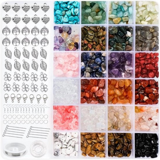 Set per creare gioielli con 24 colori di perle d'acqua.