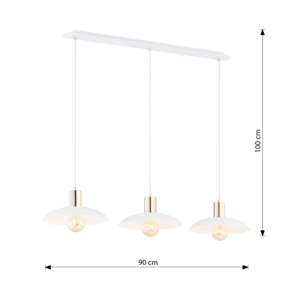 Lampada a sospensione SPIRIT a tre luci in acciaio bianco
