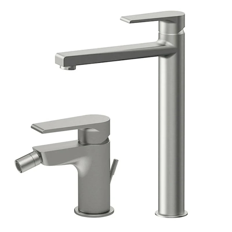 Set miscelatori lavabo alto e bidet spazzolato Mariani serie Artic