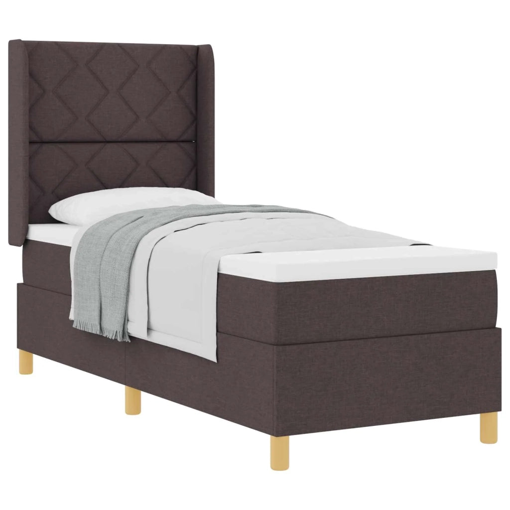 Letto a molle con materasso Marrone Scuro 80 x 200 cm Tessuto