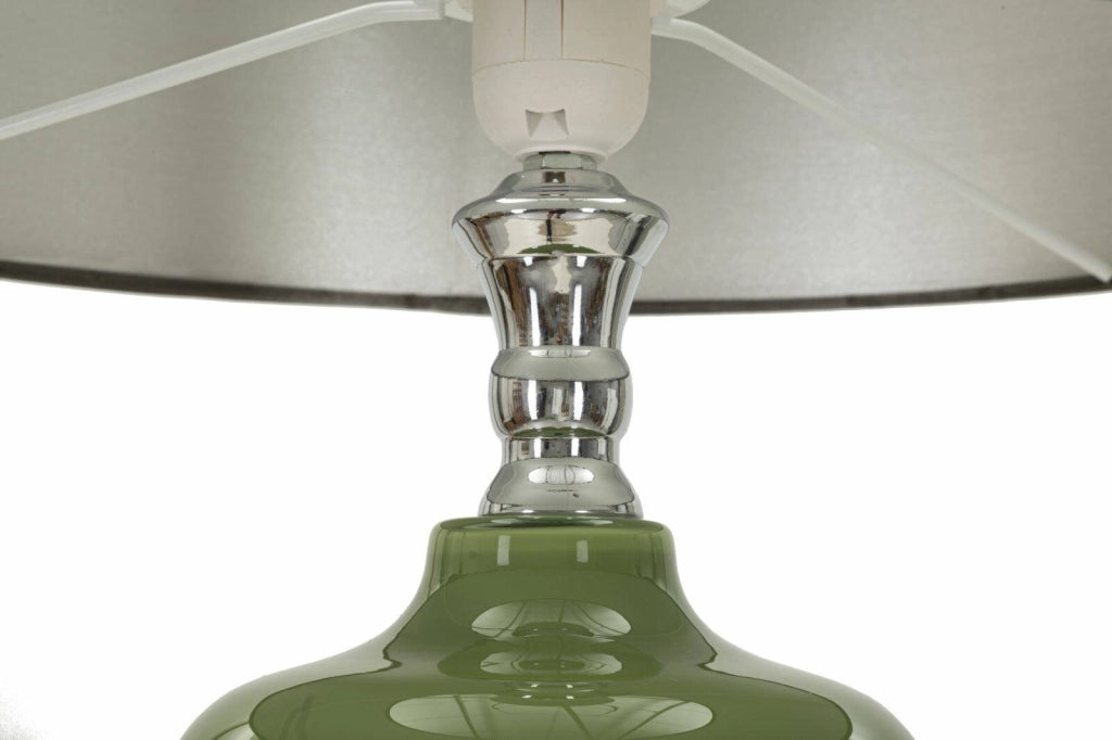Lampada da terra Stiviere, Luce da terra, Lampada da pavimento, Lampada a stelo, 40x40 h160 cm, Verde e Grigio