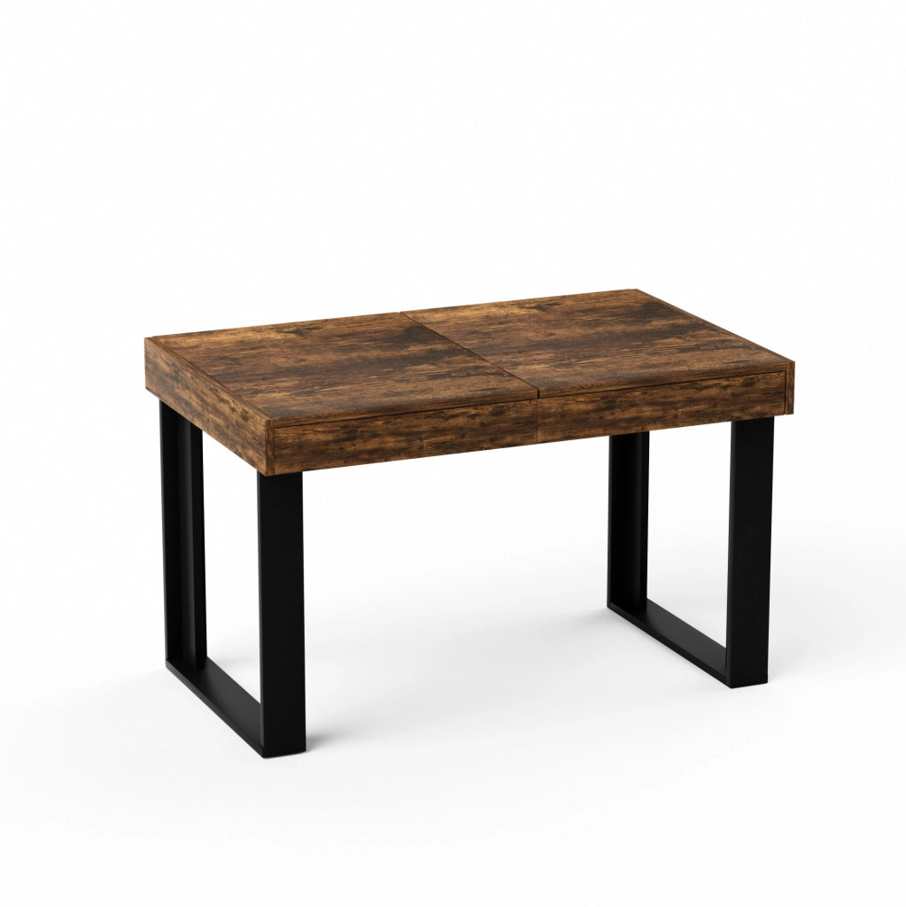 Tavolo da pranzo allungabile 120-160 cm in legno truciolare nero e marrone rustico