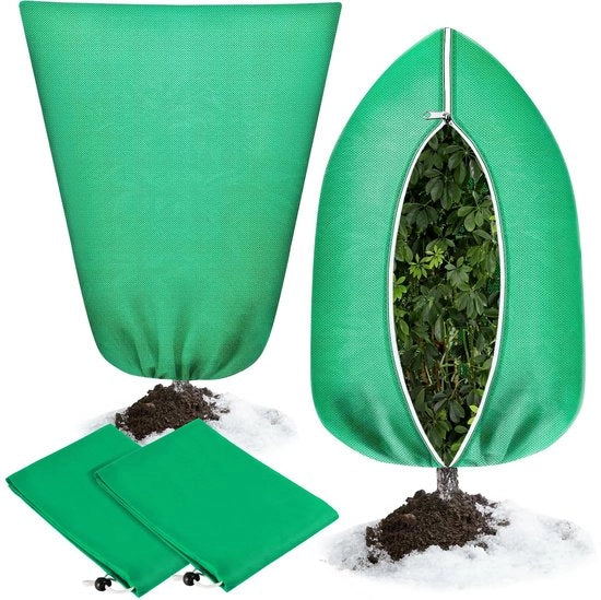 Due pezzi di protezione per piante invernale, 70g/m², 80x120cm tessuto invernale per piante in vaso, con cerniera e cordino, protezione dal gelo e impermeabile, riciclabile per palme e piante di olivo
