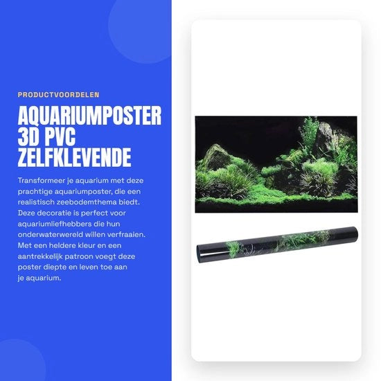 Decorazione poster 3D per acquario - 61 x 30 cm - PVC autoadesivo - impermeabile - duraturo - poster per fondo acquario