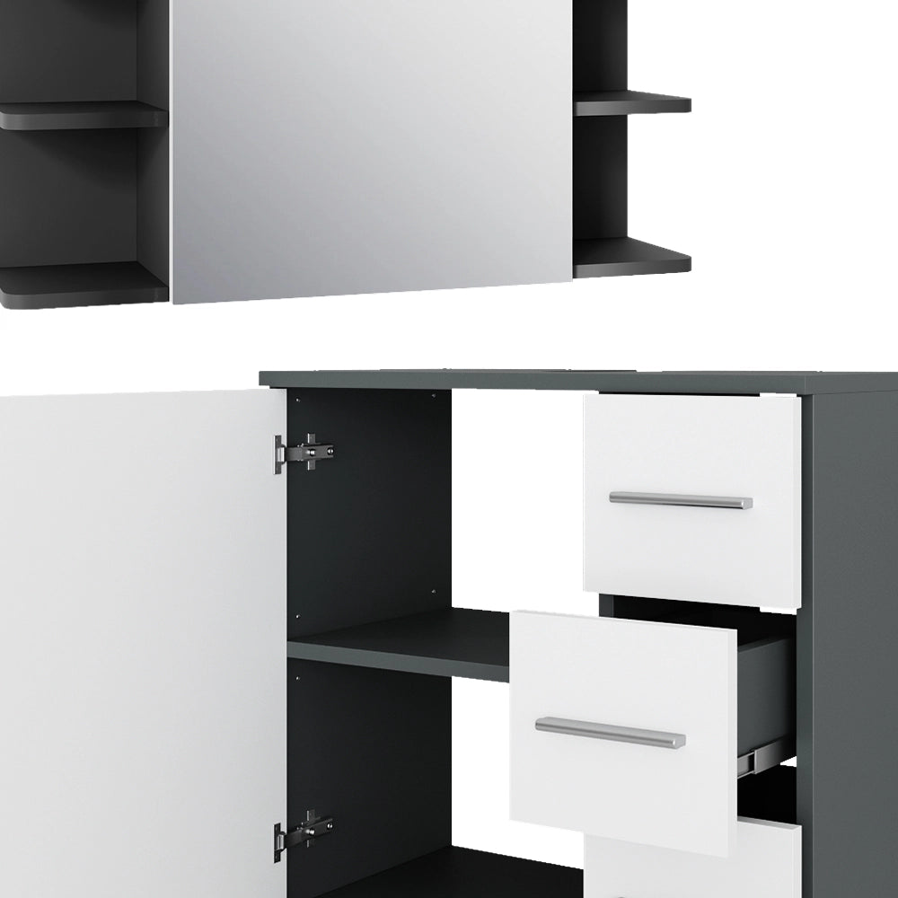 Vicco Set di mobili da bagno Antracite/bianco 4 parti