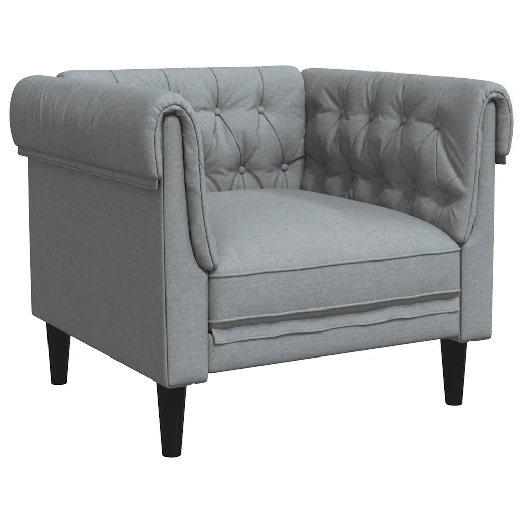 Divano Sedia-Poltrona Chesterfield Grigio Chiaro in Tessuto