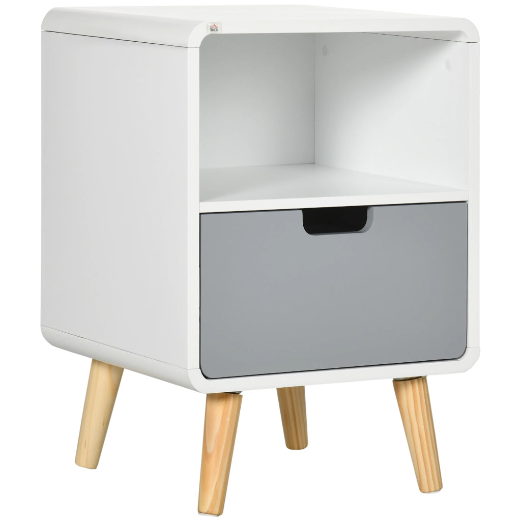 Comodino Scandinavo con Cassetto ¨C Zephmum ¨C Bianco 40x38x58 cm
