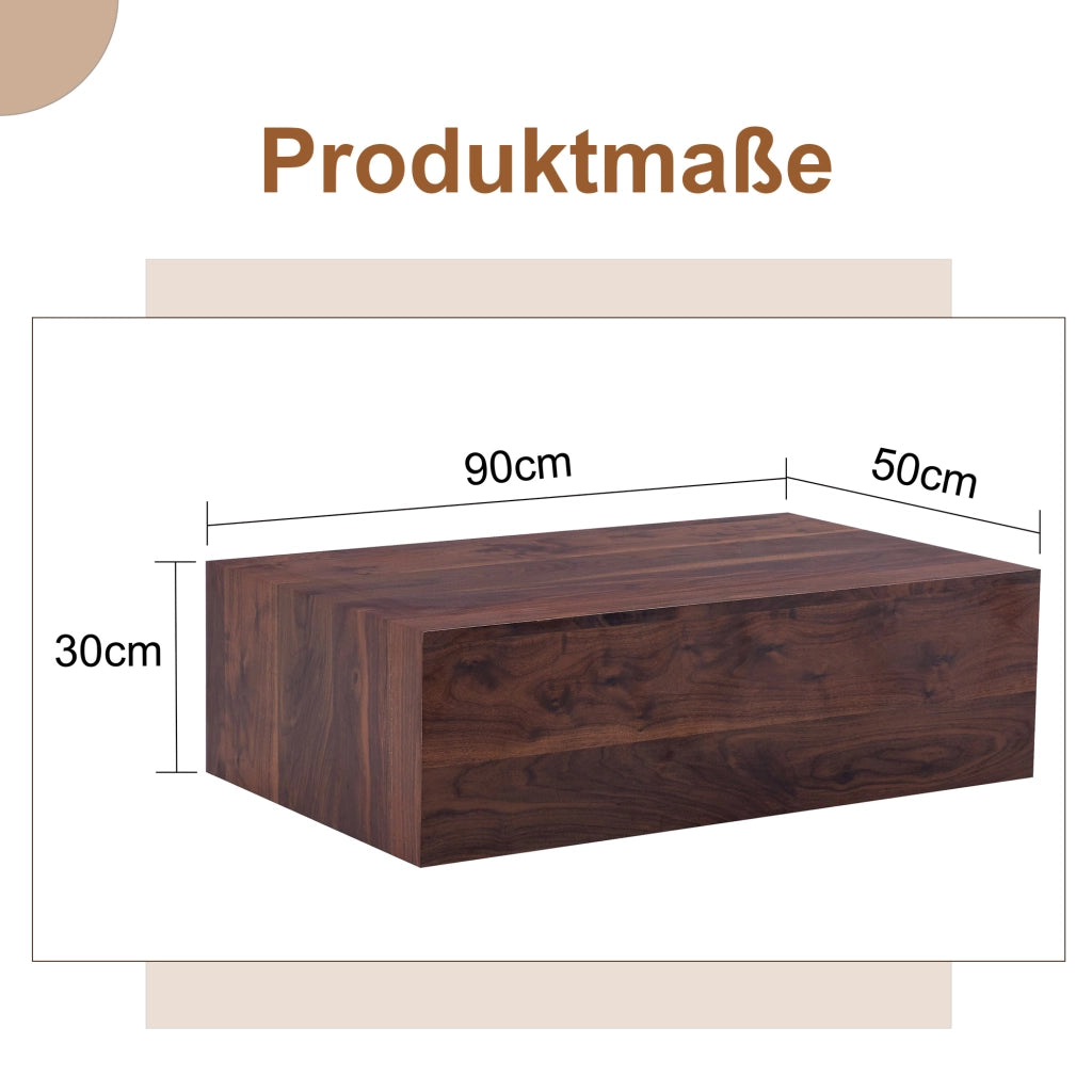 Tavolino da salotto 98.5x59.5x36 cm con design rettangolare effetto noce; MDF; noce