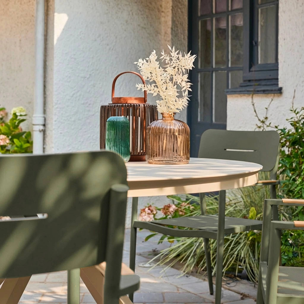 Set 4 sedie da giardino in alluminio e textilene, verde kaki