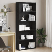 Libreria-Scaffale per Libri-Mobile di Stoccaggio Rovere Nera 80x30x189 cm in Legno Multistrato