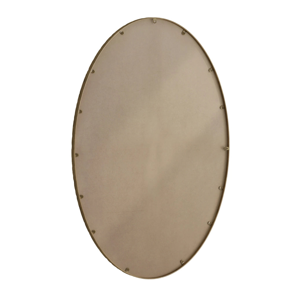 Specchio semplice ovale con cornice in ferro effetto retrò da parete per bagno camera e soggiorno in vetro oro 110 × 75 cm