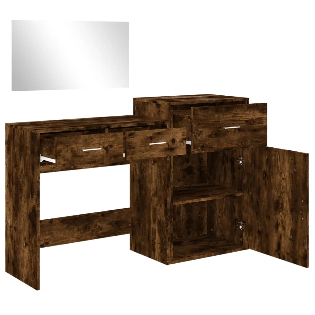 Set da Toeletta 3 pz Rovere Fumo in Legno Multistrato 3276522