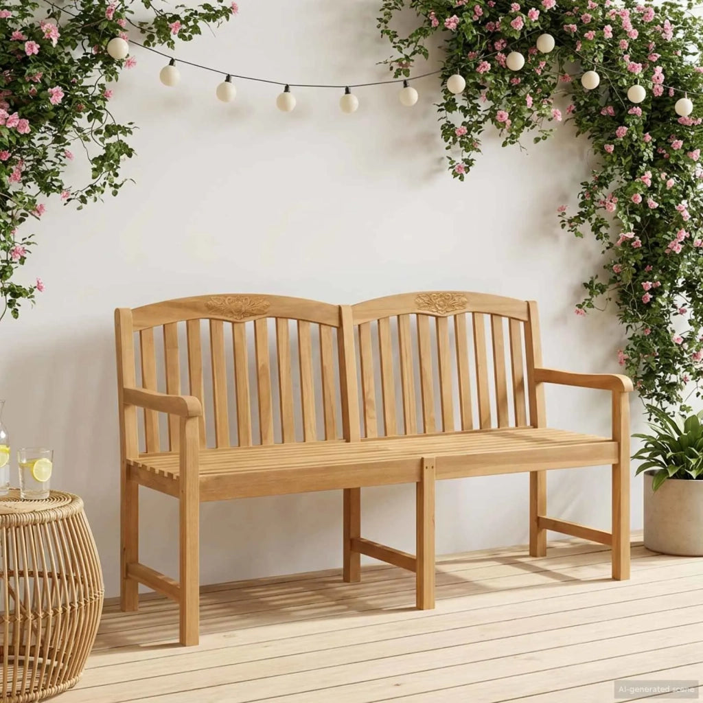 Panca da Giardino | Panchina in legno intagliata a mano Naturale 179,5 x 61 x 90 cm