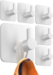 Hanger automatico per muro (6 pezzi), asciugamani per la camera da bagno, grucce per cucina, appendiabiti, bianco