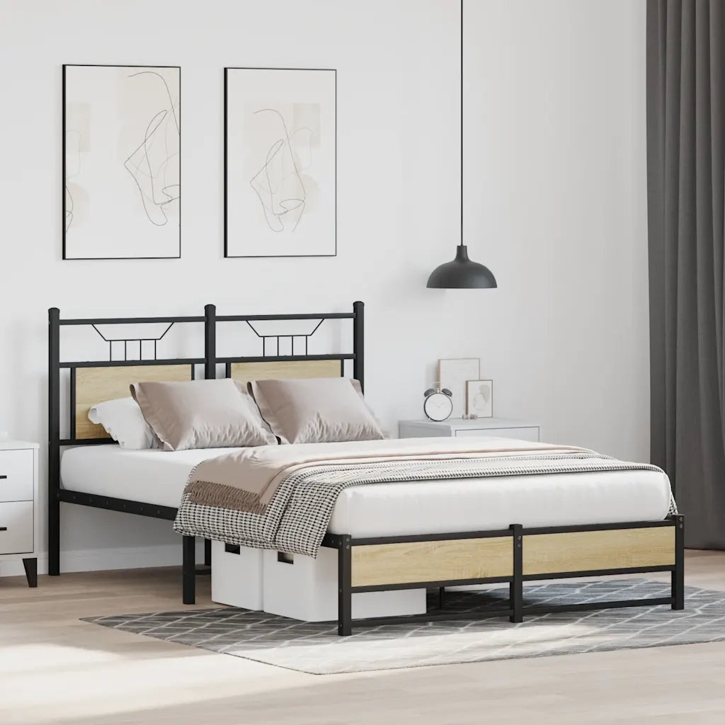 Letto matrimoniale | Letto per adulti | Giroletto senza Materasso Rovere Sonoma 120x190cm in Truciolato