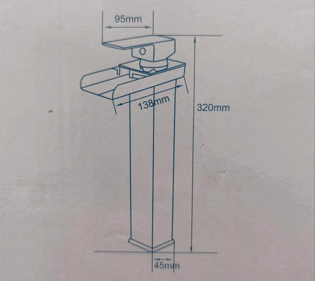 Rubinetto miscelatore lavabo bagno a cascata con piletta acciaio cromato 87397
