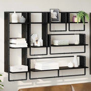 Set mensole da parete 6 pcs Rovere Nero 100 x 25 x 30 cm 882849