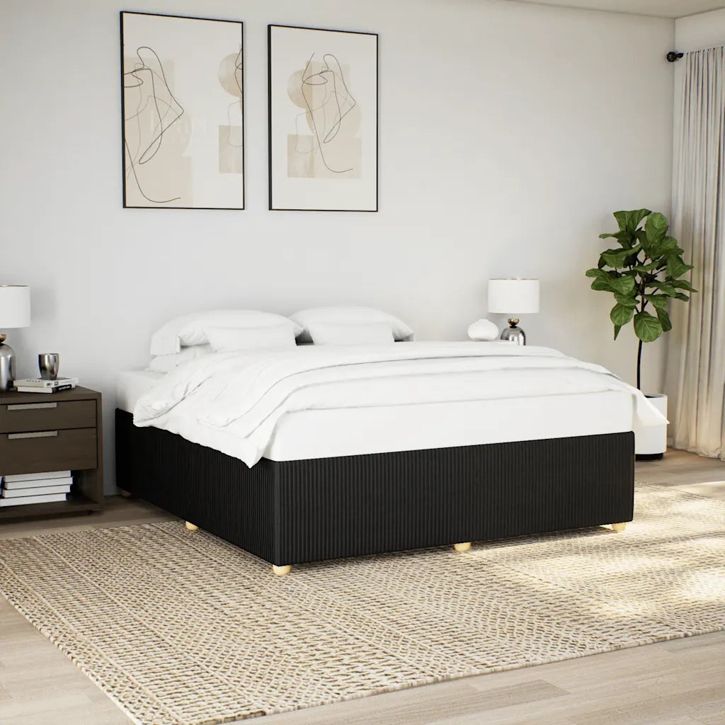 Letto matrimoniale | Letto per adulti | Giroletto senza Materasso Nero 200x200 cm in Tessuto