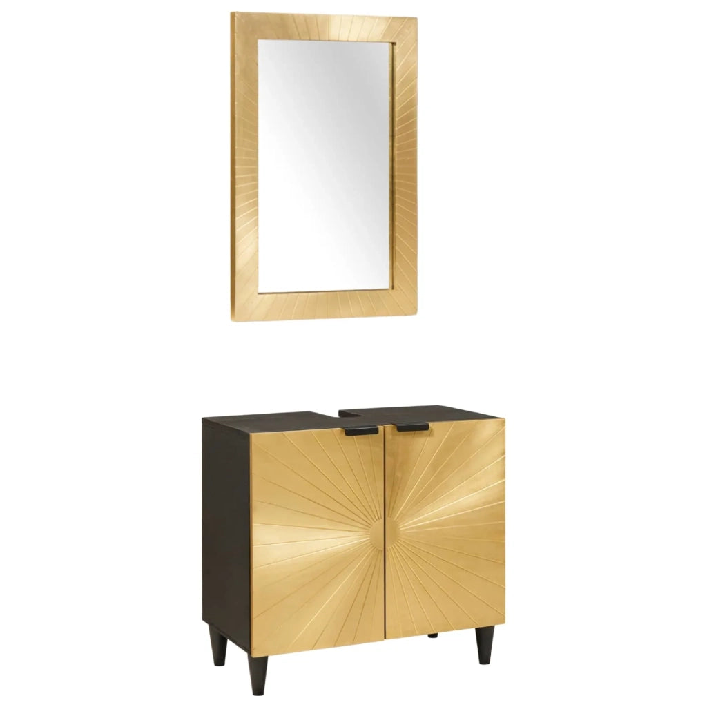 Set di Armadi da Bagno 2 pz Nero e Ottone 62 x 33 x 58 cm 3310024