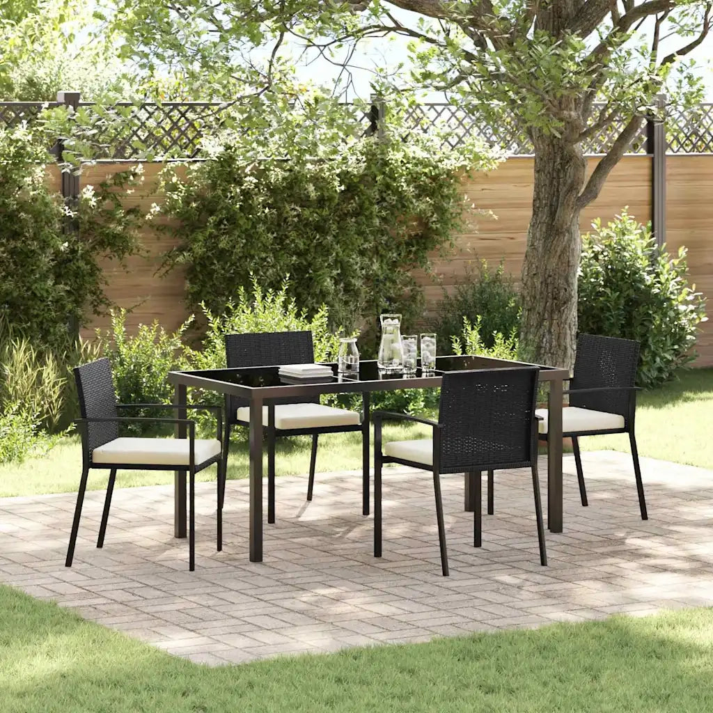 Set da Pranzo per Giardino 5 pcs Nero 3379236