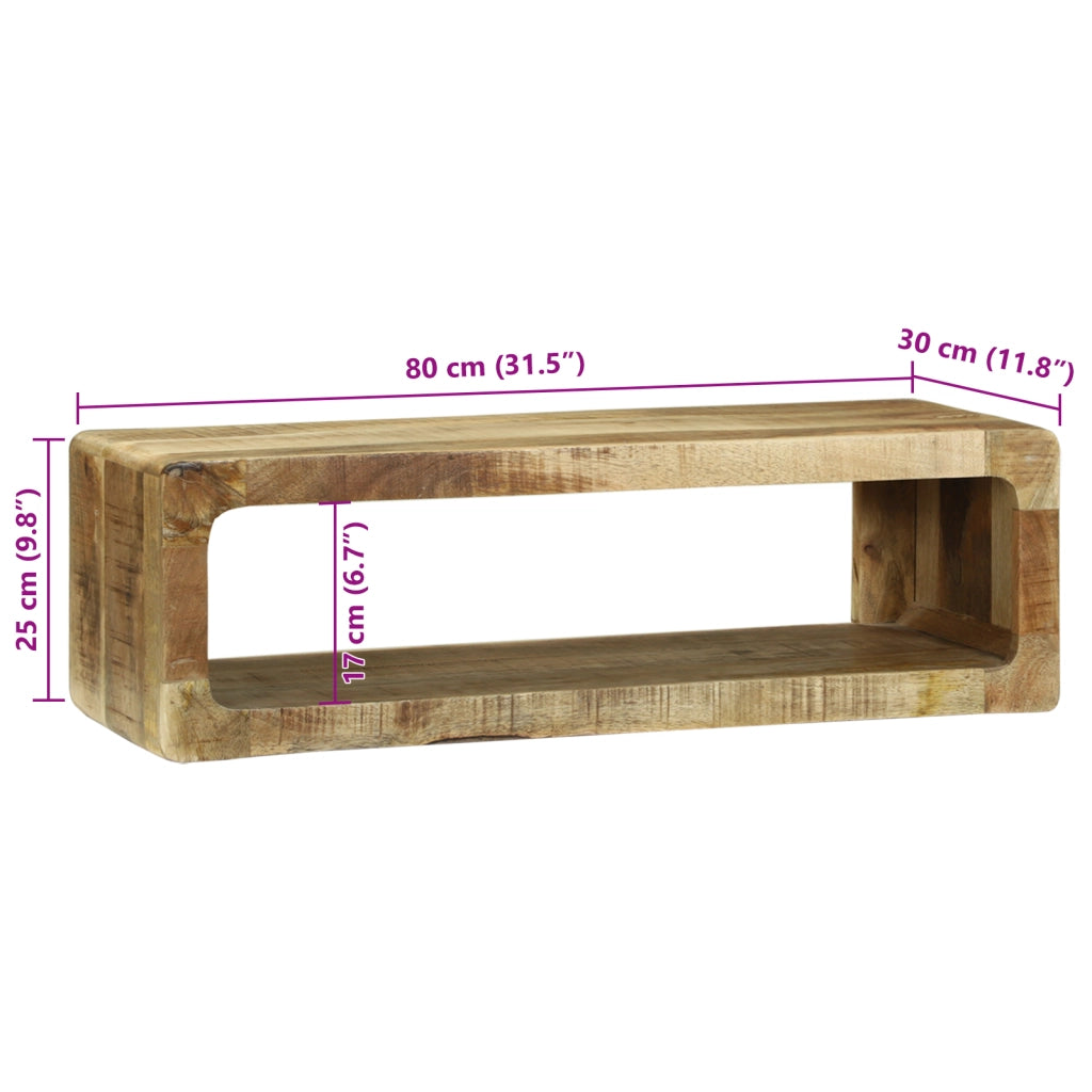 Armadio TV 80x30x25 cm Legno massello di mango grezzo