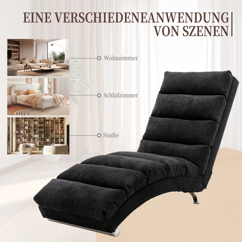 POLTRONA massaggiante 55x148x84 cm Lino nero con tasca laterale