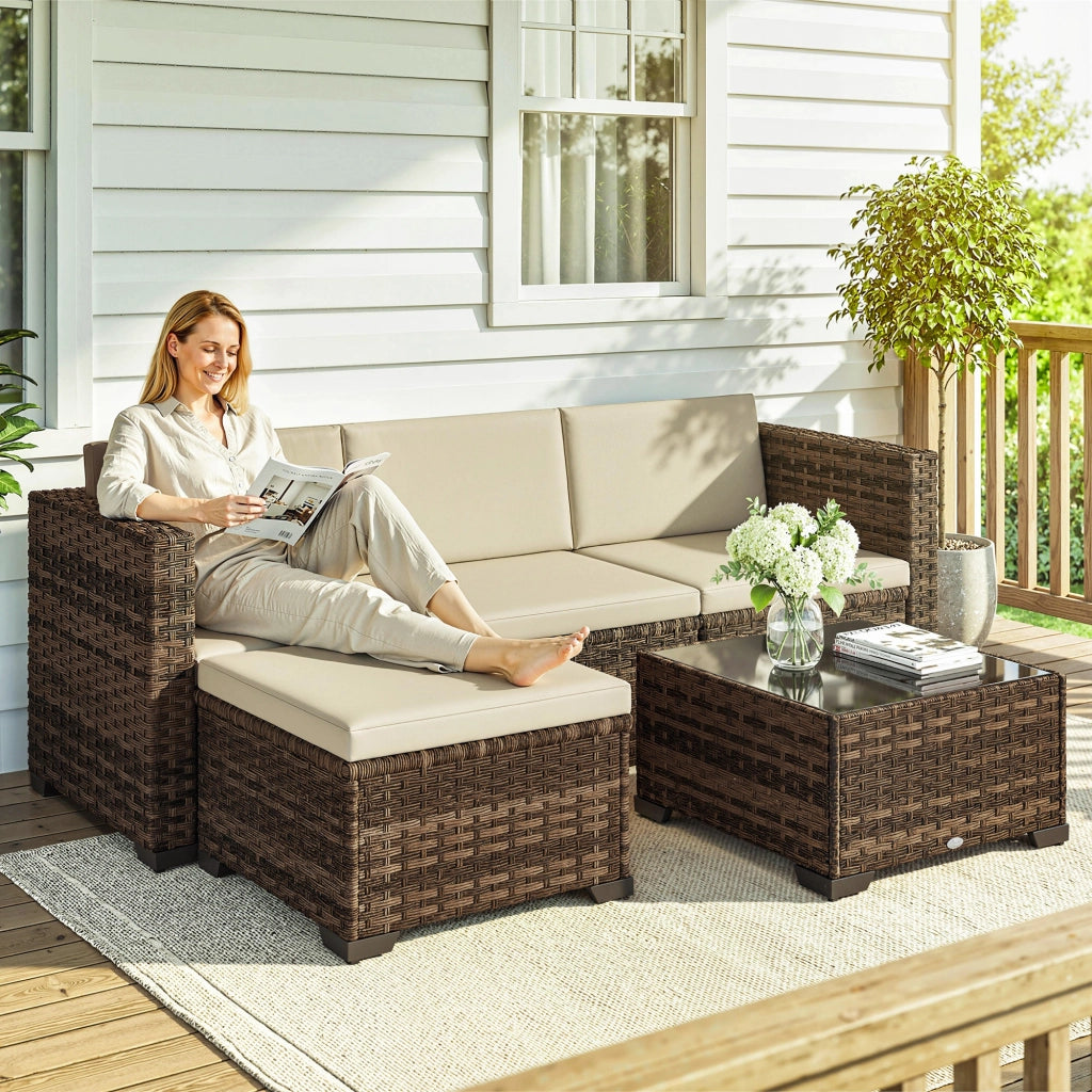 Set da giardino 5 pezzi in rattan con cuscini ¨C zephmum ¨C grigio