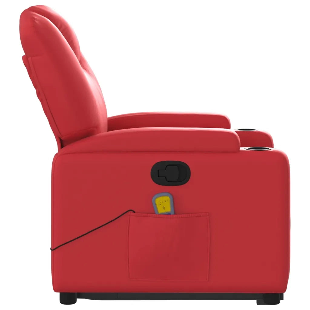 Poltrona | Sedia Relax Alzapersona Reclinabile Massaggio Rosso in Similpelle