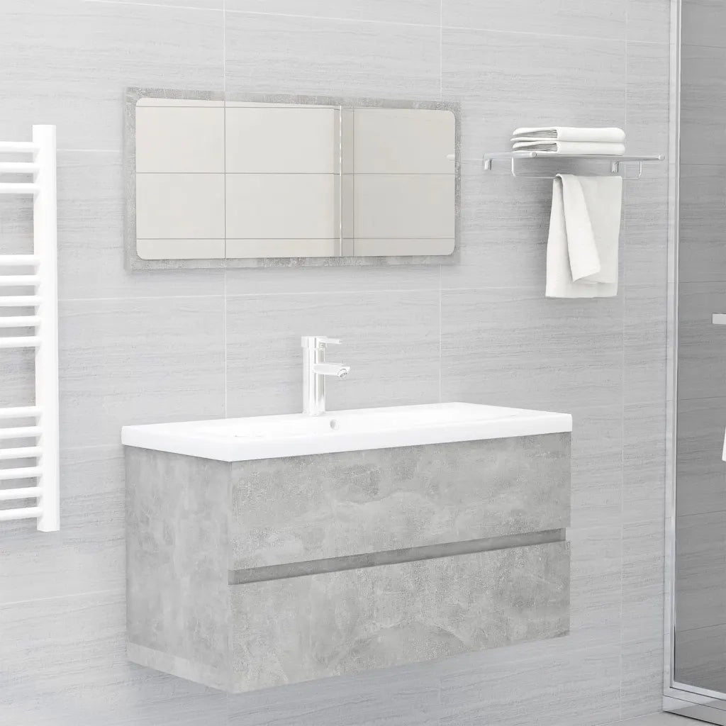 Mobile con Lavabo | Armadio Lavabo Integrato Grigio Cemento in Legno Multistrato