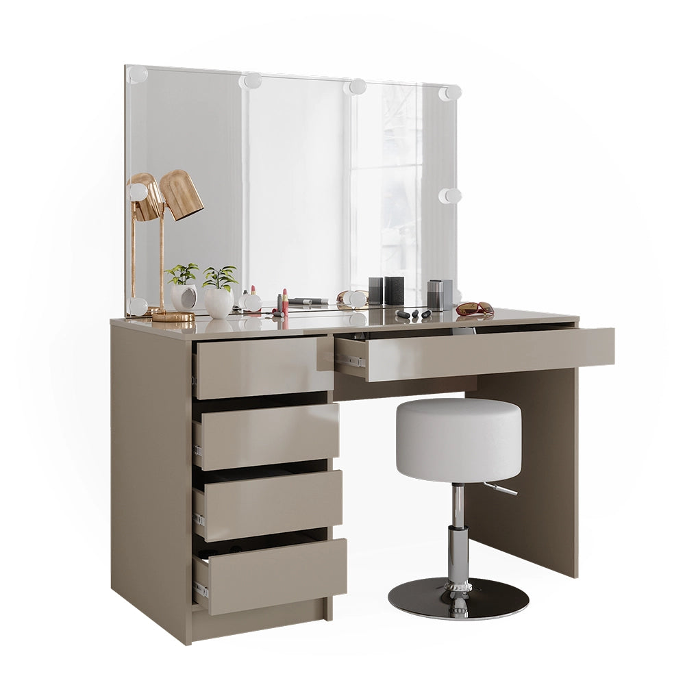 Vicco Tavolo da trucco Grigio 55 cm con illuminazione a LED e sgabello