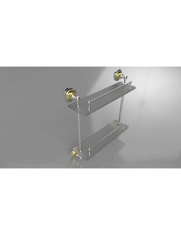 Mensola a muro doccia doppio vetro RETRO in ottone cromo-oro 40x42x12cm