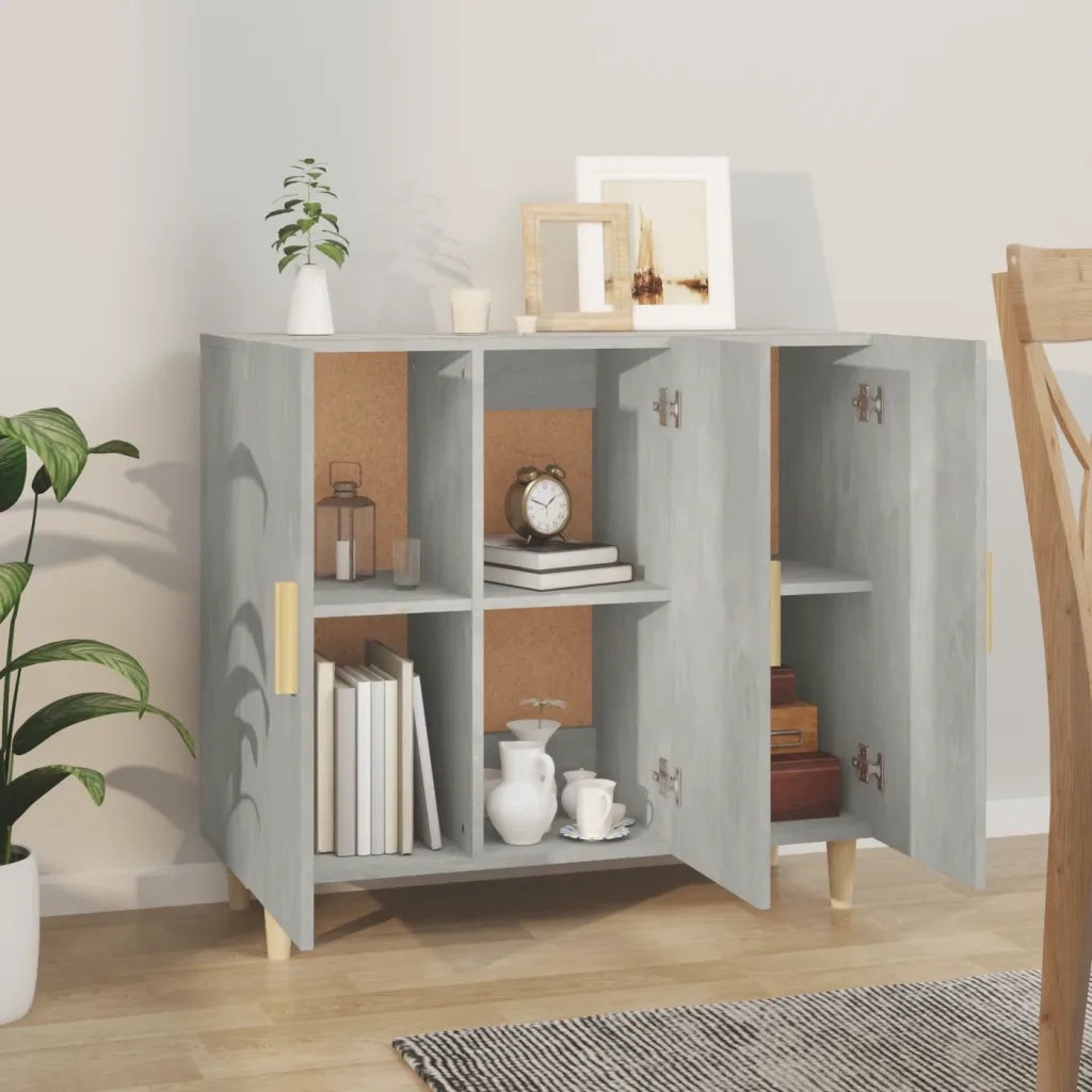 Credenza Grigio Cemento 90x34x80 cm in Legno Multistrato 812496