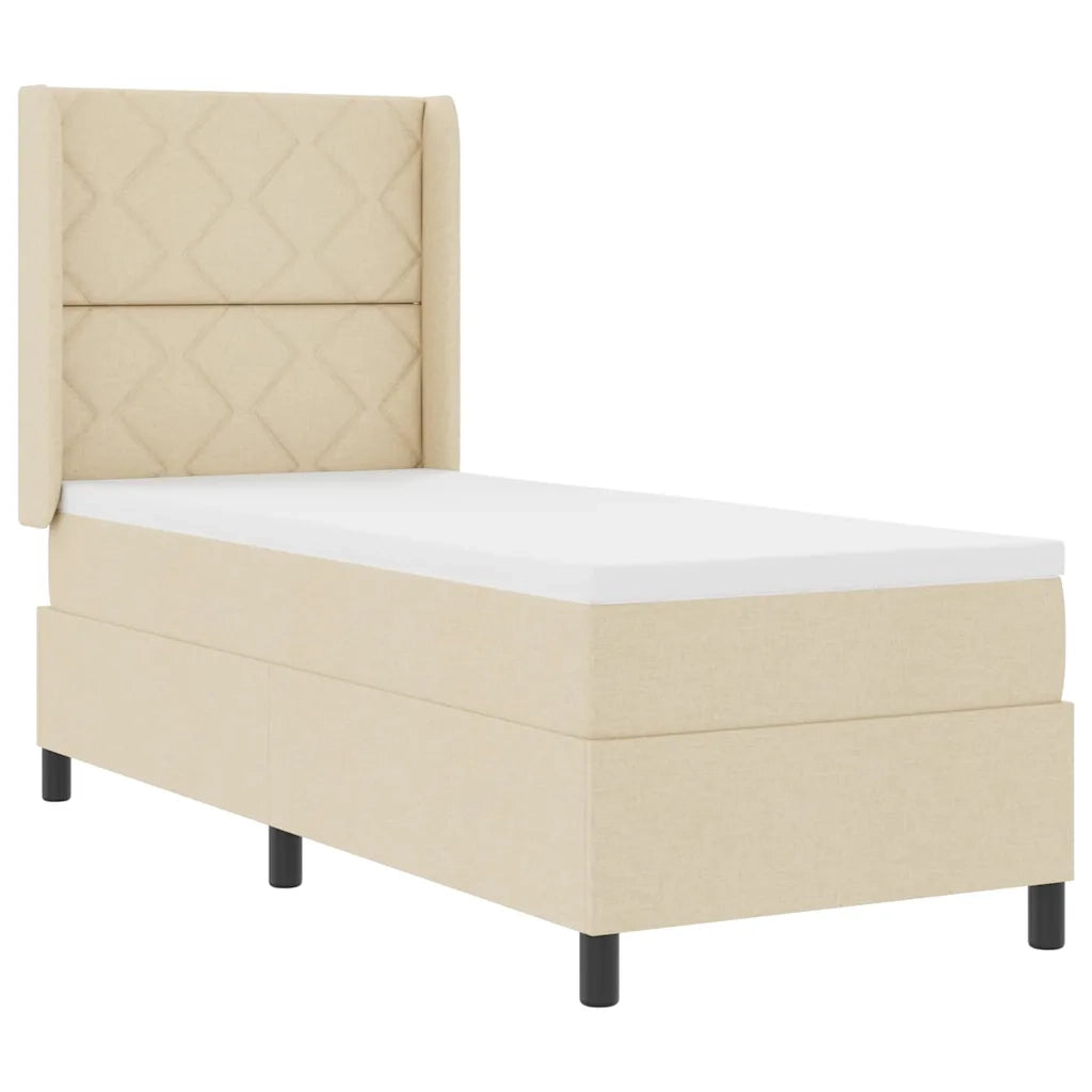 Letto a molle con cuscino Crema 190 x 90 cm Tessuto 3341684