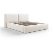 Cosmopolitan Design - Letto a cassettone con testiera doppia "Arendal" 160x200cm in tessuto strutturato beige chiaro 