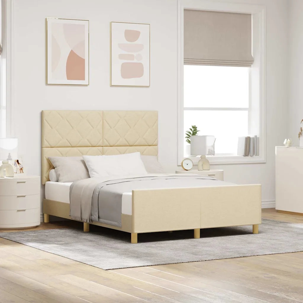 Struttura del letto con testiera Crema 160 x 200 cm Tessuto 3344821