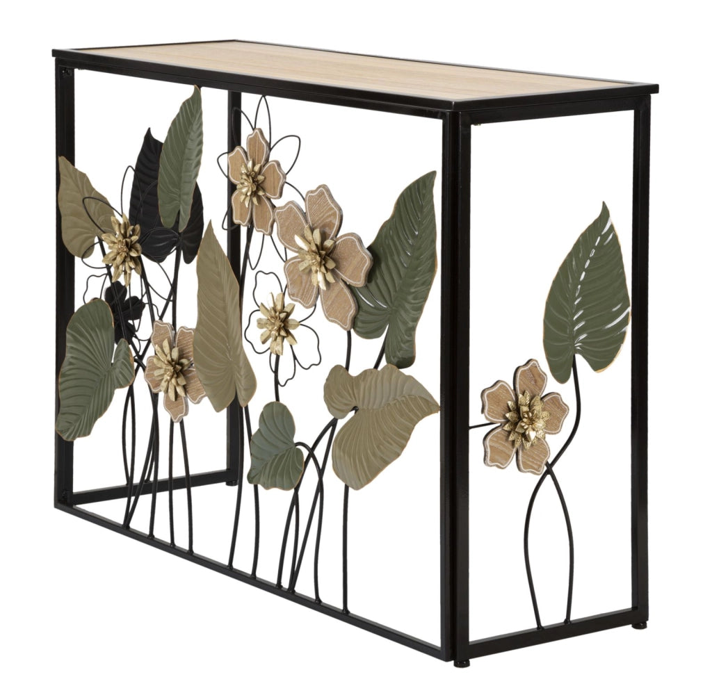 Console Spring 108x36,8x80 cm in Ferro e MDF e Vetro Multicolor