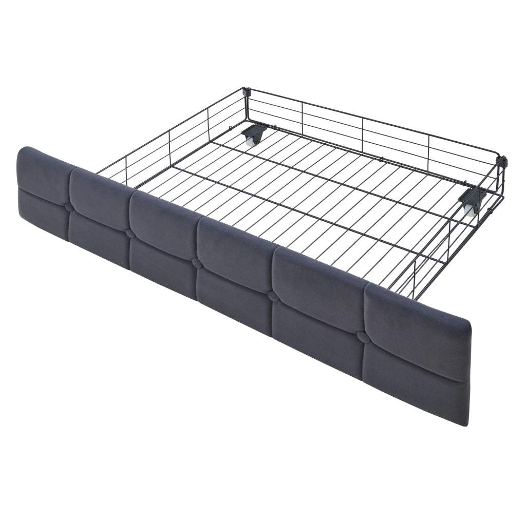 Divano letto 90x200 cm con 2 cassetti, LED, USB e USB-C in velluto grigio