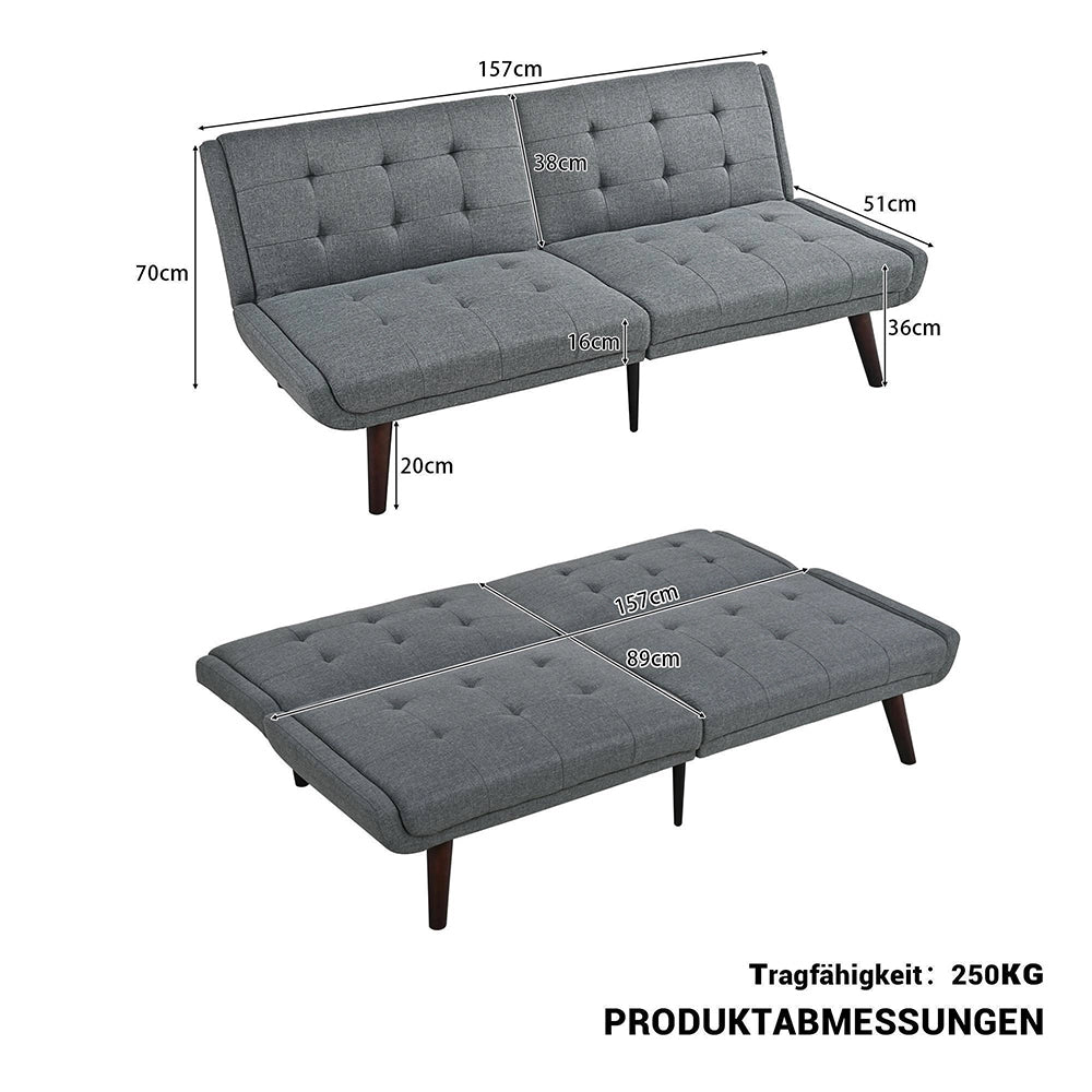 Canap¨¦-lit futon pliable - Xylo - 146 cm - Grigio - Dossier regolabile in 5 posizioni