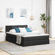 Letto con contenitore e LED con led Nero 140 x 200 cm Tessuto 3371087