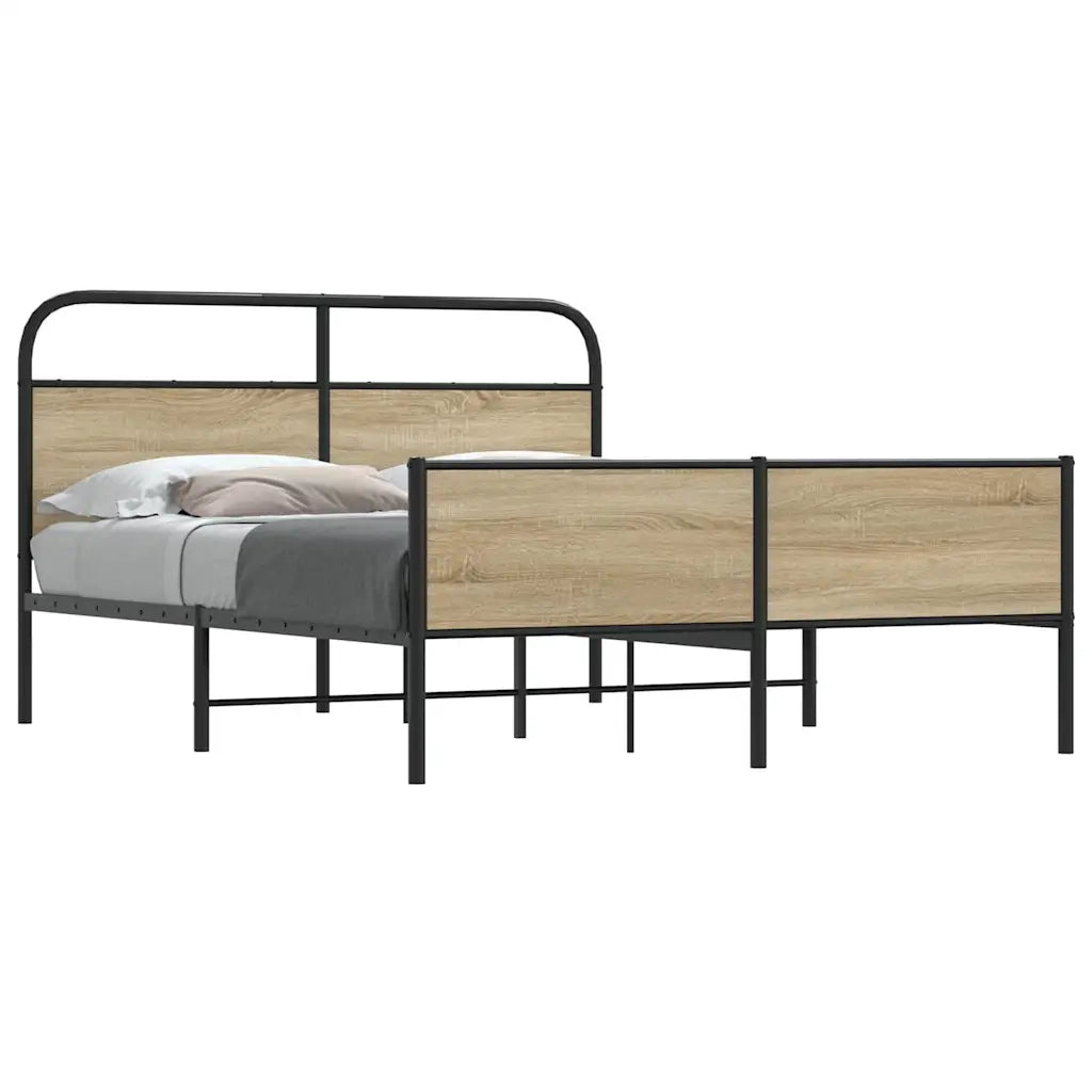 vidaXL Giroletto senza Materaso in Metallo Rovere Fumo 180x200 cm