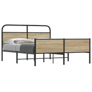 vidaXL Giroletto senza Materaso in Metallo Rovere Fumo 180x200 cm
