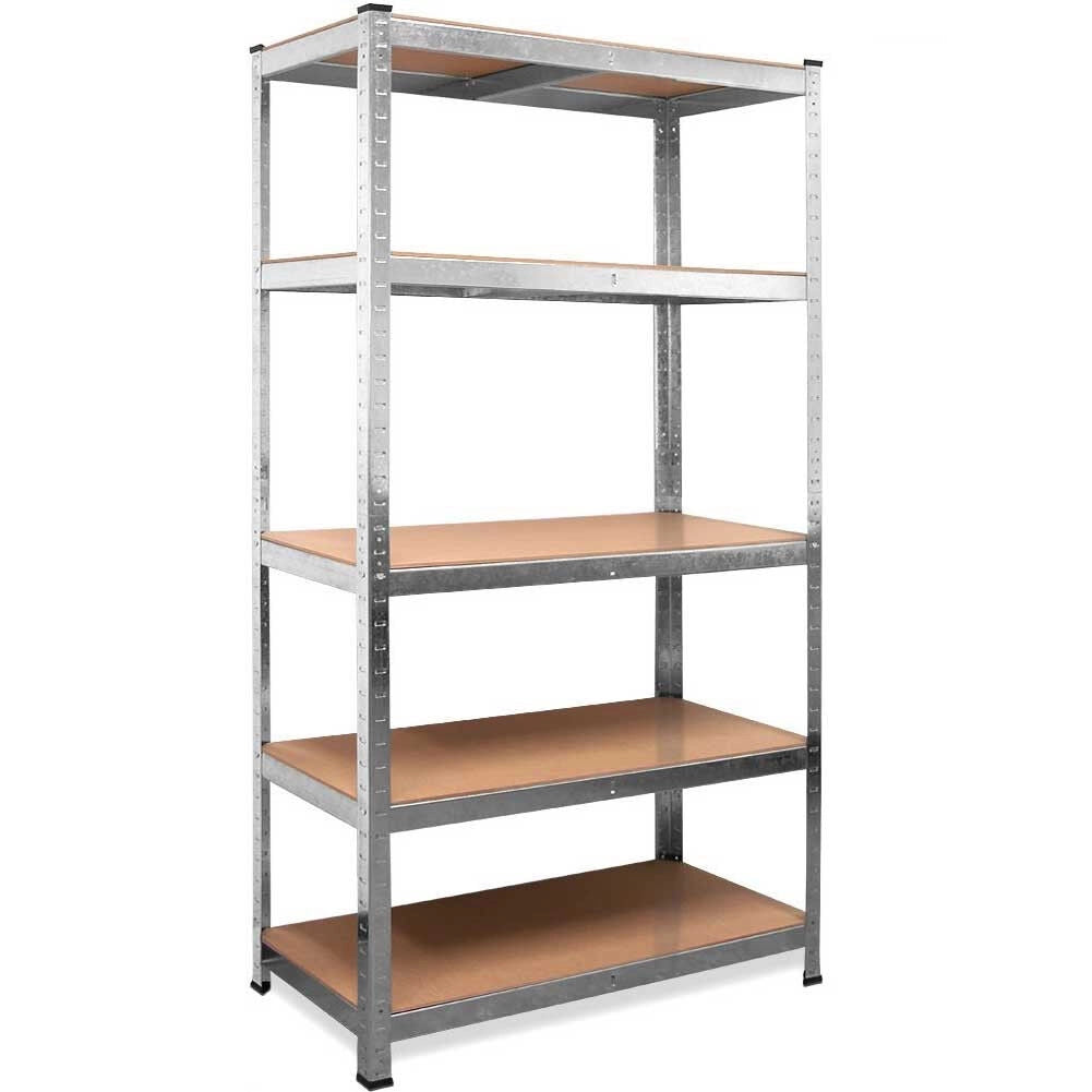 Scaffale 5 Ripiani Metallo e Legno 180x90cm Carichi Pesanti Scaffalatura Zincata