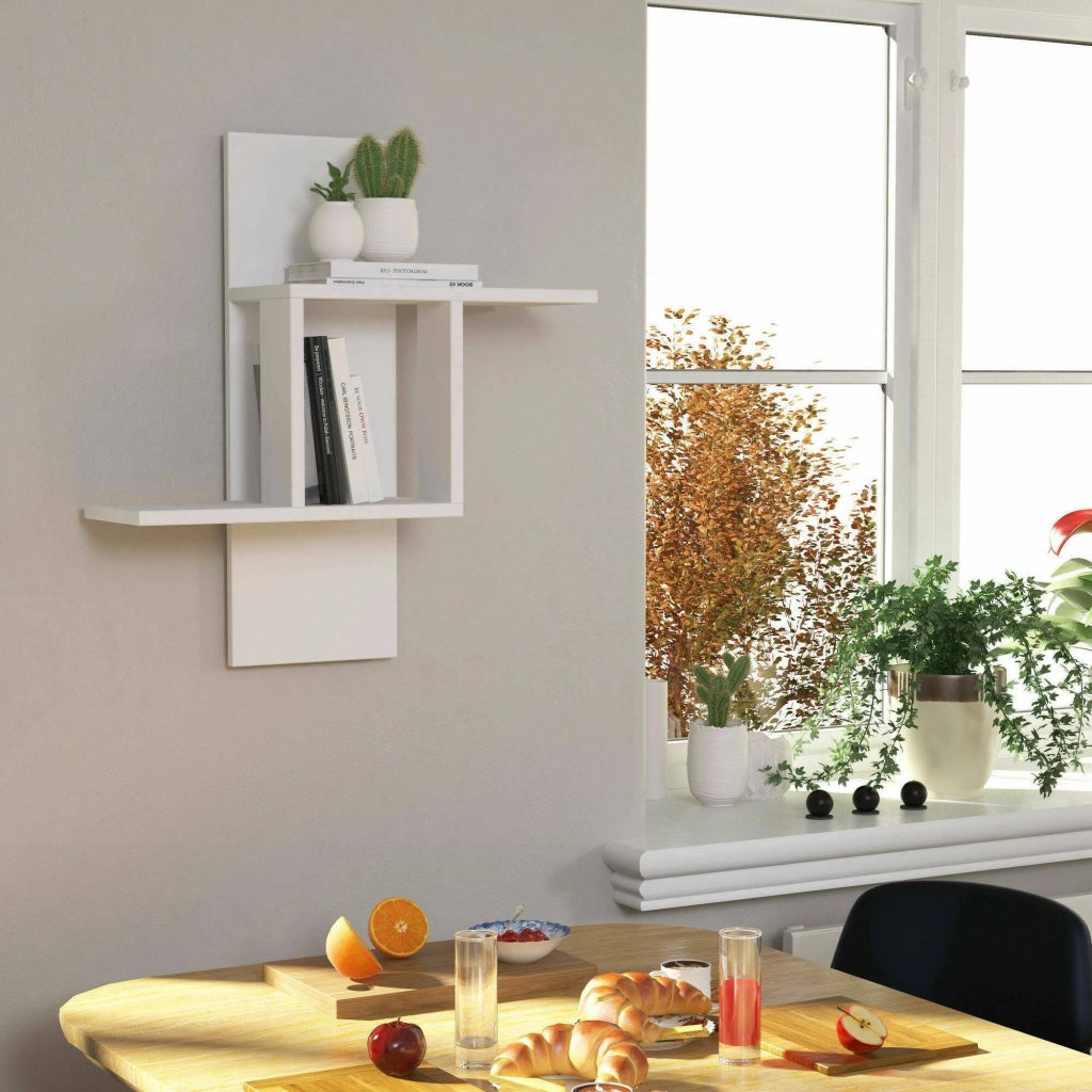 Mensola Aviano, Scaffale, Ripiano a muro, Scaffalatura multiuso, 64x20h70 cm, Bianco