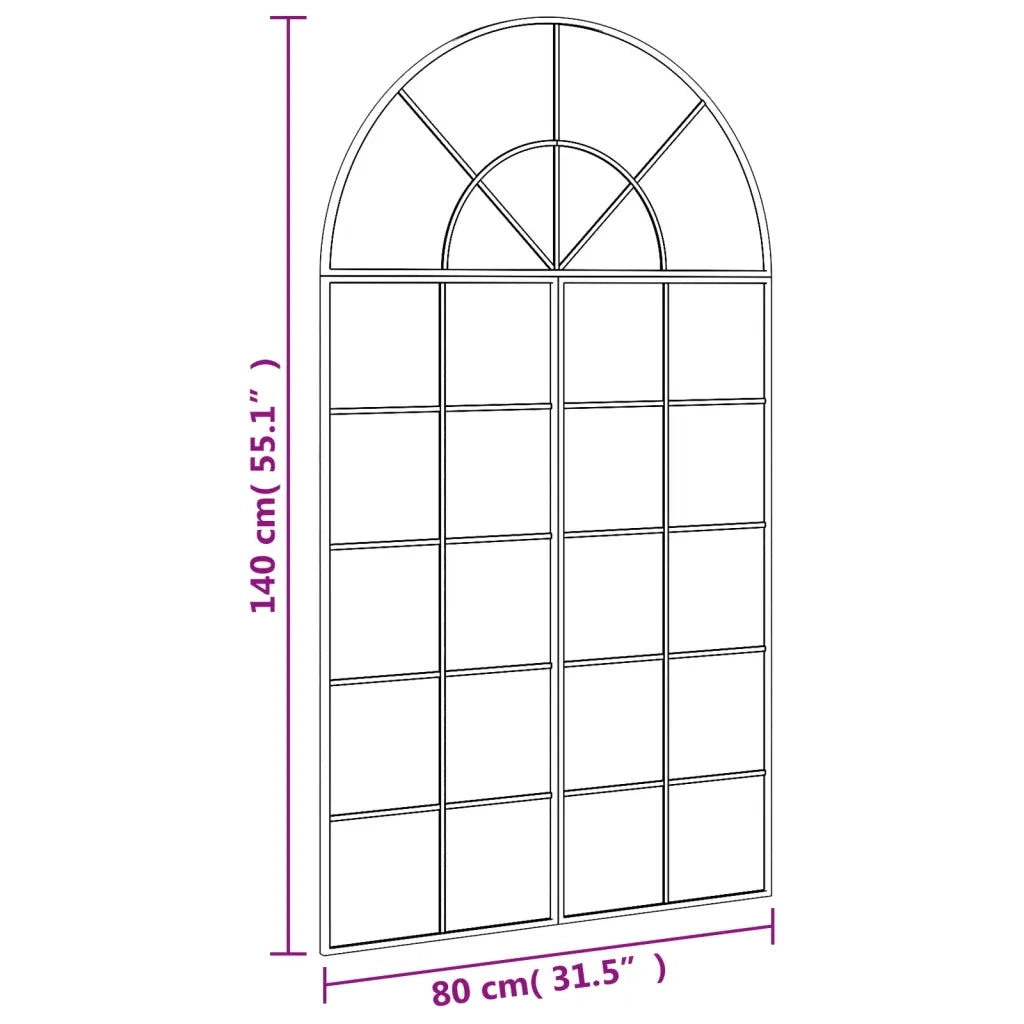 Specchio da Parete-Specchio a Muro-Specchio Decorativo Nero 80x140 cm Arco in Ferro