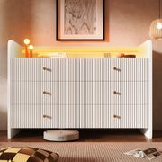 CREDENZA con LED, 120x40x75 cm, bianco, 6 cassetti