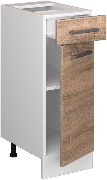 Mobiletto base per cucina R-Line, Sonoma, 30 cm senza piano di lavoro, per la libera combinazione all'interno di sistemi cucina modulari